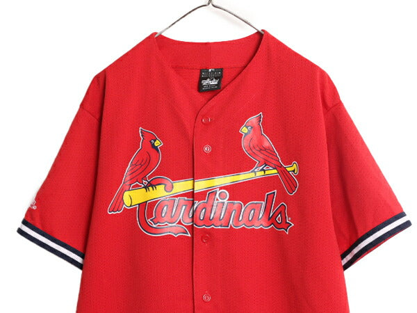 USA製 MLB オフィシャル Majestic カージナルス ベースボール シャツ メンズ XL 程/ ユニフォーム 半袖シャツ ゲームシャツ メジャーリーグ
