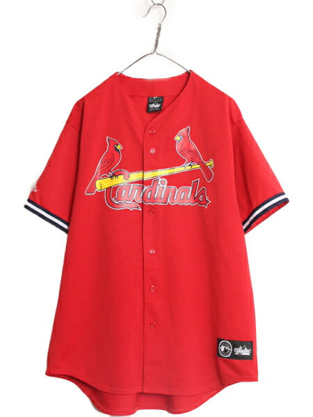 USA製 MLB オフィシャル Majestic カージナルス ベースボール シャツ メンズ XL 程/ ユニフォーム 半袖シャツ ゲームシャツ メジャーリーグ