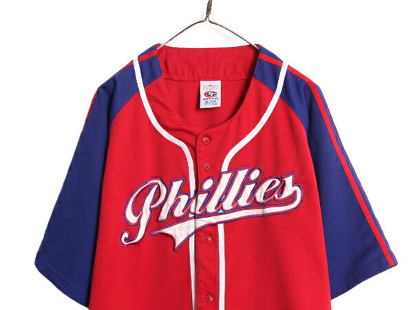 MLB オフィシャル TRUE FAN フィリーズ ベースボール シャツ メンズ XL / 古着 ゲームシャツ ユニフォーム メジャーリーグ 半袖シャツ 野球