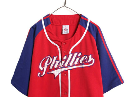 MLB オフィシャル TRUE FAN フィリーズ ベースボール シャツ メンズ XL / 古着 ゲームシャツ ユニフォーム メジャーリーグ 半袖シャツ 野球