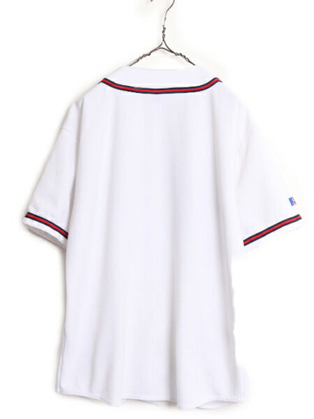 90s USA製 MLB オフィシャル ラッセル ブレーブス ベースボール シャツ メンズ XL / オールド ユニフォーム メジャーリーグ ゲームシャツ