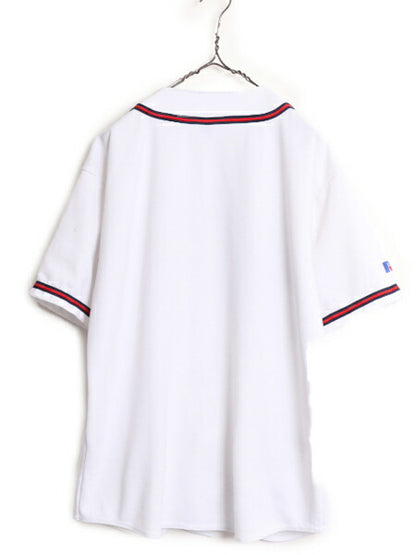 90s USA製 MLB オフィシャル ラッセル ブレーブス ベースボール シャツ メンズ XL / オールド ユニフォーム メジャーリーグ ゲームシャツ