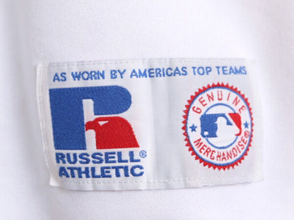 90s USA製 MLB オフィシャル ラッセル ブレーブス ベースボール シャツ メンズ XL / オールド ユニフォーム メジャーリーグ ゲームシャツ