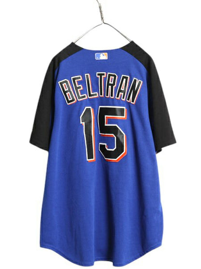 メッツ ベースボール シャツ メンズ XL 程/ MLB オフィシャル マジェスティック 大リーグ ユニフォーム ゲームシャツ ジャージ 半袖シャツ