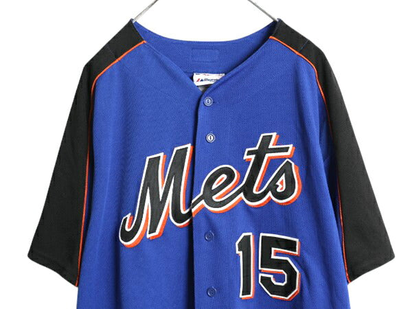 メッツ ベースボール シャツ メンズ XL 程/ MLB オフィシャル マジェスティック 大リーグ ユニフォーム ゲームシャツ ジャージ 半袖シャツ