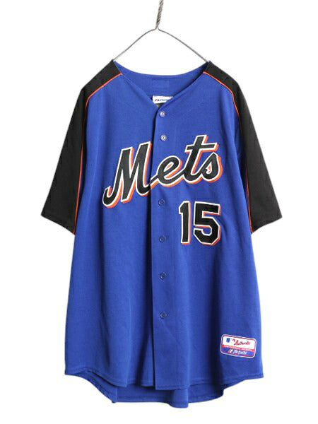 メッツ ベースボール シャツ メンズ XL 程/ MLB オフィシャル マジェスティック 大リーグ ユニフォーム ゲームシャツ ジャージ 半袖シャツ