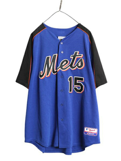 メッツ ベースボール シャツ メンズ XL 程/ MLB オフィシャル マジェスティック 大リーグ ユニフォーム ゲームシャツ ジャージ 半袖シャツ