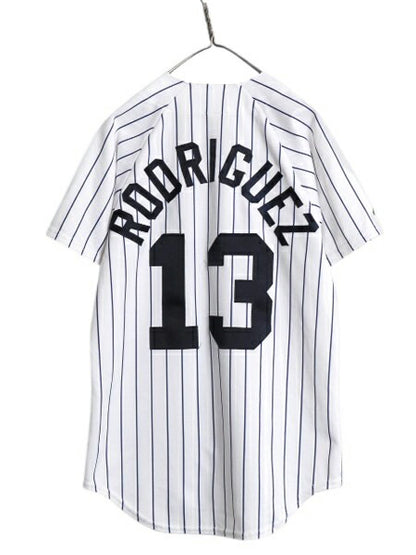 USA製 ヤンキース ベースボール シャツ メンズ S / 古着 MLB オフィシャル マジェスティック 大リーグ ユニフォーム ゲームシャツ ジャージ