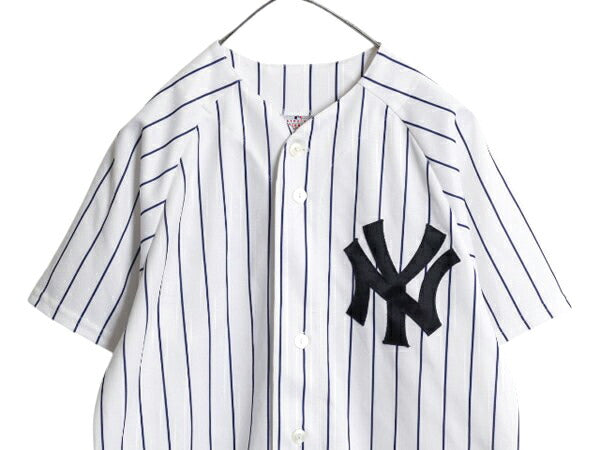USA製 ヤンキース ベースボール シャツ メンズ S / 古着 MLB オフィシャル マジェスティック 大リーグ ユニフォーム ゲームシャツ ジャージ