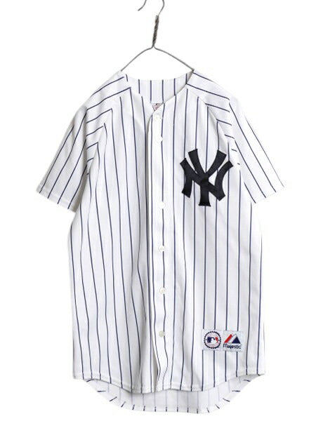 USA製 ヤンキース ベースボール シャツ メンズ S / 古着 MLB オフィシャル マジェスティック 大リーグ ユニフォーム ゲームシャツ ジャージ