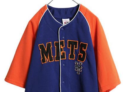 メッツ ベースボール シャツ メンズ L MLB オフィシャル トゥルーファン 大リーグ ユニフォーム ゲームシャツ ジャージ 半袖シャツ 重ね着