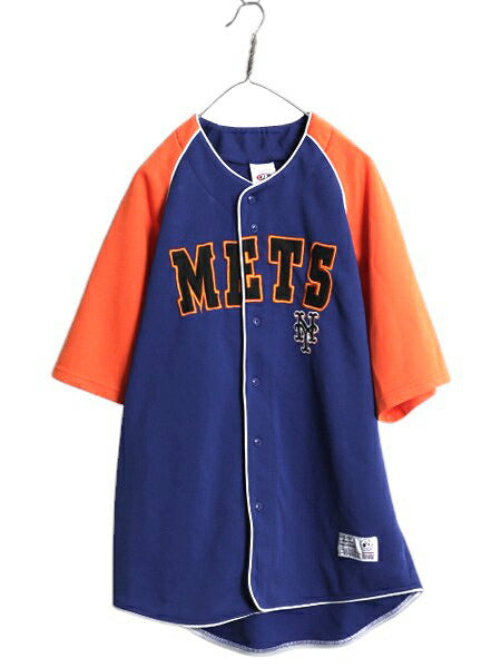 メッツ ベースボール シャツ メンズ L MLB オフィシャル トゥルーファン 大リーグ ユニフォーム ゲームシャツ ジャージ 半袖シャツ 重ね着
