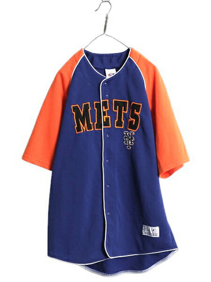 メッツ ベースボール シャツ メンズ L MLB オフィシャル トゥルーファン 大リーグ ユニフォーム ゲームシャツ ジャージ 半袖シャツ 重ね着