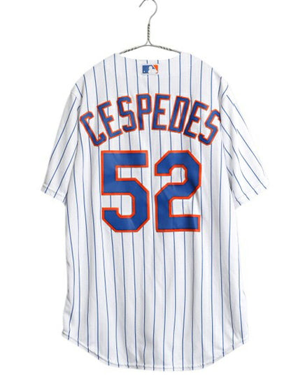 USA製 メッツ ベースボール シャツ メンズ M MLB オフィシャル マジェスティック 大リーグ ユニフォーム ゲームシャツ ジャージ 半袖シャツ