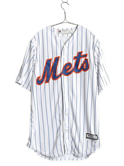 USA製 メッツ ベースボール シャツ メンズ M MLB オフィシャル マジェスティック 大リーグ ユニフォーム ゲームシャツ ジャージ 半袖シャツ