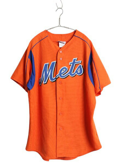 USA製 メッツ ベースボール シャツ メンズ L MLB オフィシャル マジェスティック 大リーグ ユニフォーム ゲームシャツ ジャージ 半袖シャツ