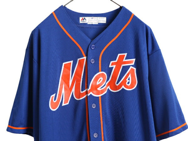 MLB オフィシャル Majestic メッツ ベースボール シャツ メンズ XXL 古着 ユニフォーム ゲームシャツ メジャーリーグ 半袖シャツ 大リーグ