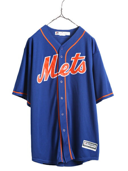 MLB オフィシャル Majestic メッツ ベースボール シャツ メンズ XXL 古着 ユニフォーム ゲームシャツ メジャーリーグ 半袖シャツ 大リーグ