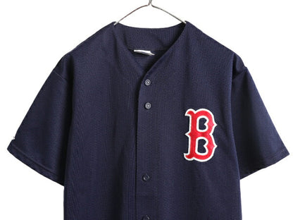 USA製 MLB オフィシャル Majestic レッドソックス ベースボール シャツ メンズ L / ユニフォーム ゲームシャツ メジャーリーグ 半袖シャツ