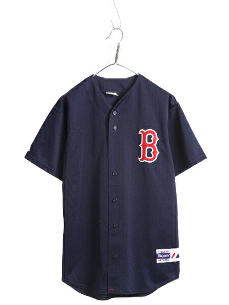 USA製 MLB オフィシャル Majestic レッドソックス ベースボール シャツ メンズ L / ユニフォーム ゲームシャツ メジャーリーグ 半袖シャツ