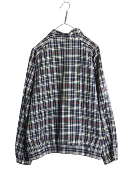 90s チェック スイングトップ ジャケット レディース XL メンズ L オールド フルジップ ブルゾン ハイネック コットン マルチカラー Macy's