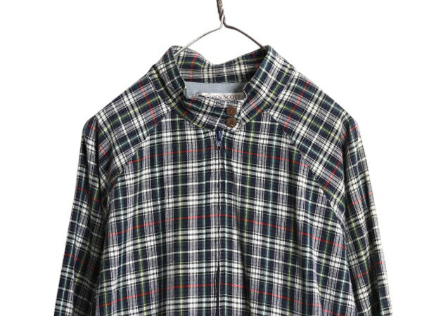 90s チェック スイングトップ ジャケット レディース XL メンズ L オールド フルジップ ブルゾン ハイネック コットン マルチカラー Macy's