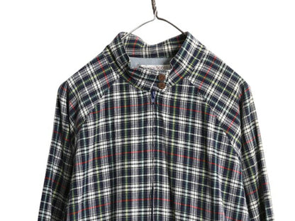 90s チェック スイングトップ ジャケット レディース XL メンズ L オールド フルジップ ブルゾン ハイネック コットン マルチカラー Macy's