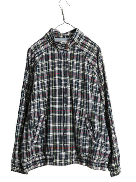 90s チェック スイングトップ ジャケット レディース XL メンズ L オールド フルジップ ブルゾン ハイネック コットン マルチカラー Macy's