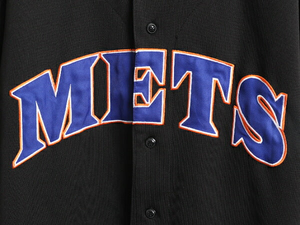 MLB オフィシャル TRUE FAN メッツ ベースボール シャツ メンズ L ゲームシャツ ユニフォーム メジャーリーグ 半袖シャツ 重ね着 ブラック