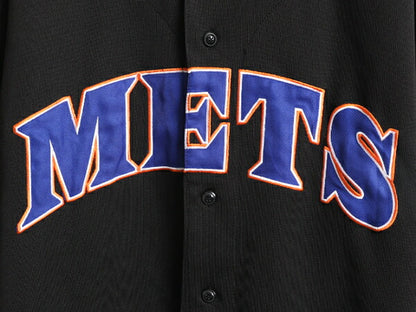 MLB オフィシャル TRUE FAN メッツ ベースボール シャツ メンズ L ゲームシャツ ユニフォーム メジャーリーグ 半袖シャツ 重ね着 ブラック