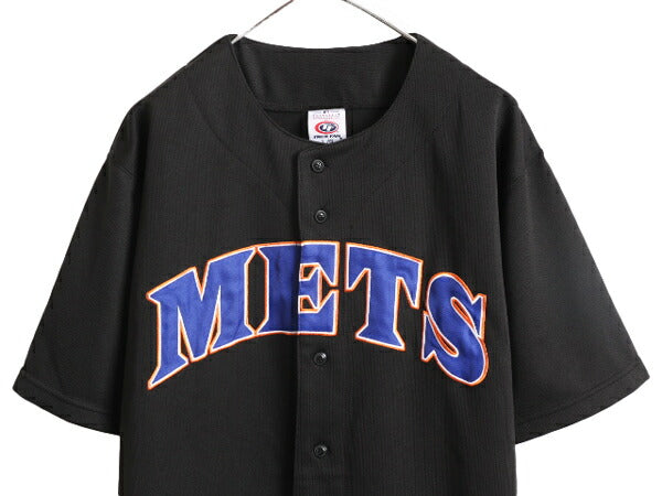 MLB オフィシャル TRUE FAN メッツ ベースボール シャツ メンズ L ゲームシャツ ユニフォーム メジャーリーグ 半袖シャツ 重ね着 ブラック