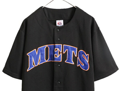 MLB オフィシャル TRUE FAN メッツ ベースボール シャツ メンズ L ゲームシャツ ユニフォーム メジャーリーグ 半袖シャツ 重ね着 ブラック