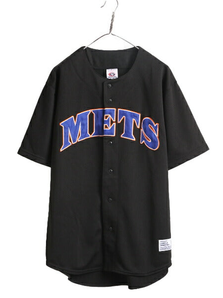 MLB オフィシャル TRUE FAN メッツ ベースボール シャツ メンズ L ゲームシャツ ユニフォーム メジャーリーグ 半袖シャツ 重ね着 ブラック