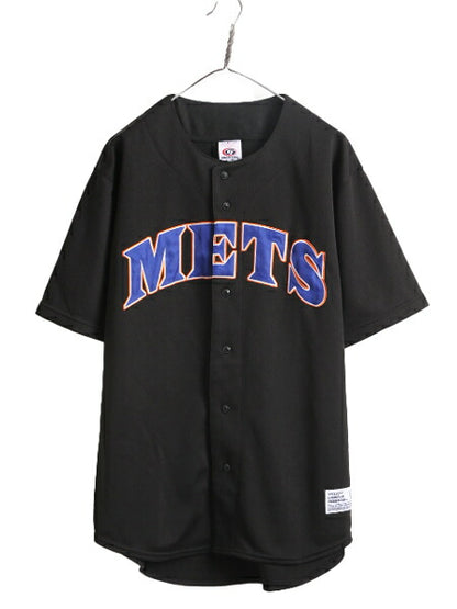 MLB オフィシャル TRUE FAN メッツ ベースボール シャツ メンズ L ゲームシャツ ユニフォーム メジャーリーグ 半袖シャツ 重ね着 ブラック