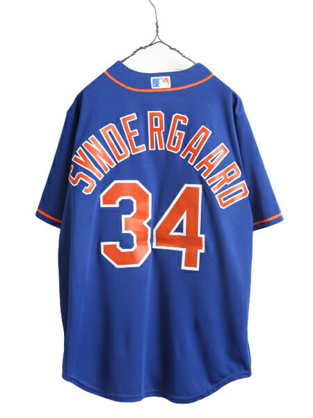 MLB オフィシャル Majestic メッツ ベースボール シャツ メンズ L / ユニフォーム ゲームシャツ メジャーリーグ 半袖シャツ 大リーグ 野球
