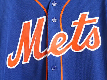 MLB オフィシャル Majestic メッツ ベースボール シャツ メンズ L / ユニフォーム ゲームシャツ メジャーリーグ 半袖シャツ 大リーグ 野球