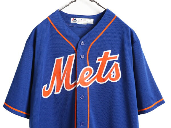 MLB オフィシャル Majestic メッツ ベースボール シャツ メンズ L / ユニフォーム ゲームシャツ メジャーリーグ 半袖シャツ 大リーグ 野球