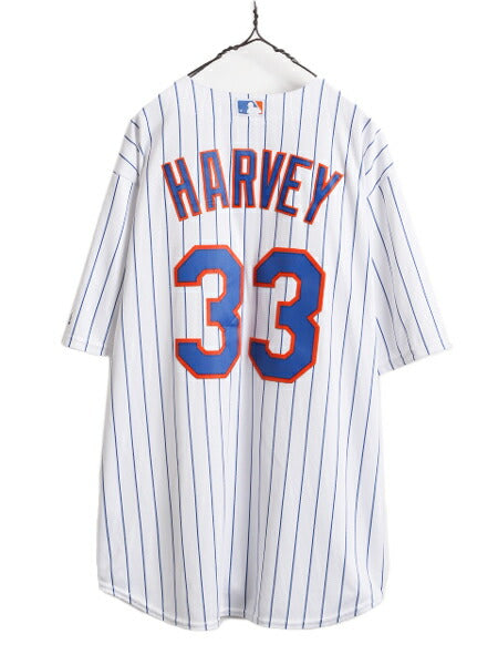 USA製 MLB オフィシャル Majestic メッツ ベースボール シャツ メンズ XXL / ユニフォーム ゲームシャツ メジャーリーグ 半袖シャツ 重ね着