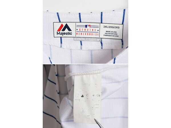 USA製 MLB オフィシャル Majestic メッツ ベースボール シャツ メンズ XXL / ユニフォーム ゲームシャツ メジャーリーグ 半袖シャツ 重ね着