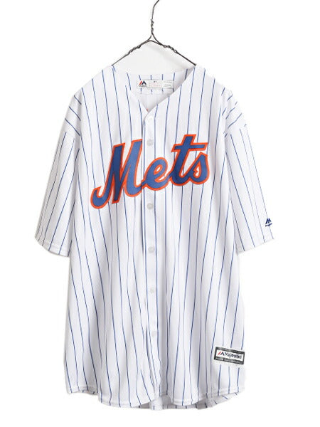 USA製 MLB オフィシャル Majestic メッツ ベースボール シャツ メンズ XXL / ユニフォーム ゲームシャツ メジャーリーグ 半袖シャツ 重ね着