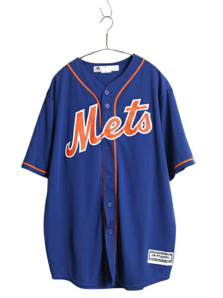 メッツ ベースボール シャツ メンズ XL / MLB オフィシャル マジェスティック 大リーグ ユニフォーム ゲームシャツ ジャージ 大きいサイズ