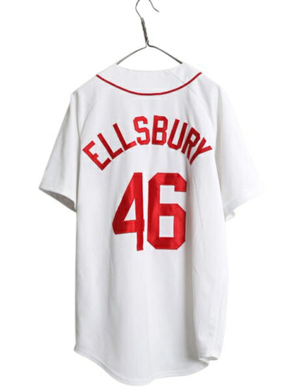 レッドソックス ベースボール シャツ メンズ M / MLB オフィシャル マジェスティック 大リーグ ユニフォーム ゲームシャツ ジャージ 重ね着