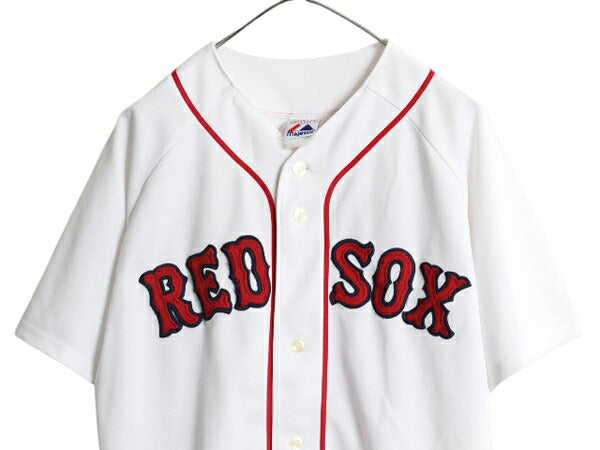 レッドソックス ベースボール シャツ メンズ M / MLB オフィシャル マジェスティック 大リーグ ユニフォーム ゲームシャツ ジャージ 重ね着