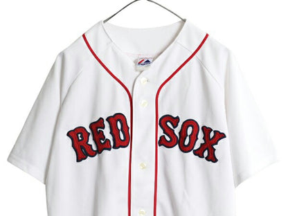 レッドソックス ベースボール シャツ メンズ M / MLB オフィシャル マジェスティック 大リーグ ユニフォーム ゲームシャツ ジャージ 重ね着