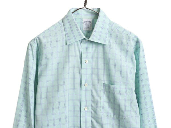 ブルックスブラザーズ チェック 長袖 シャツ メンズ M 程 Brooks Brothers 長袖シャツ コットン ポケット付き ノーアイロン スリムフィット