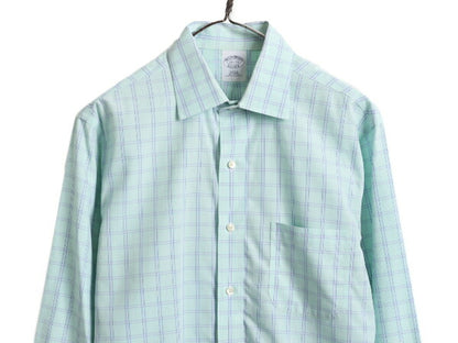 ブルックスブラザーズ チェック 長袖 シャツ メンズ M 程 Brooks Brothers 長袖シャツ コットン ポケット付き ノーアイロン スリムフィット