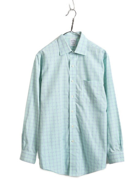 ブルックスブラザーズ チェック 長袖 シャツ メンズ M 程 Brooks Brothers 長袖シャツ コットン ポケット付き ノーアイロン スリムフィット