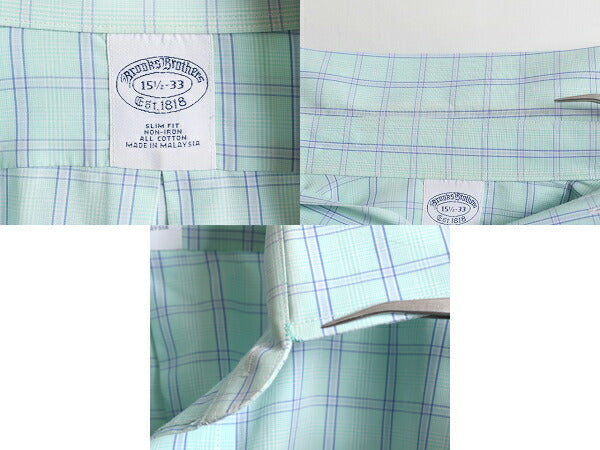 ブルックスブラザーズ チェック 長袖 シャツ メンズ M 程 Brooks Brothers 長袖シャツ コットン ポケット付き ノーアイロン スリムフィット