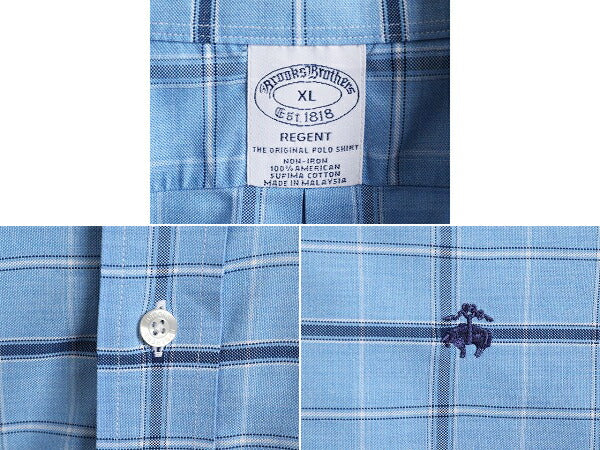 ブルックスブラザーズ チェック ボタンダウン 長袖 シャツ メンズ XL / 古着 Brooks Brothers ピマ コットン ノーアイロン 大きいサイズ BD