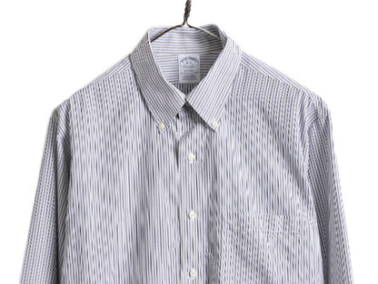 ブルックスブラザーズ ストライプ ボタンダウン 長袖 シャツ メンズ L 程 古着 Brooks Brothers ピマ コットン ノーアイロン ワイシャツ BD